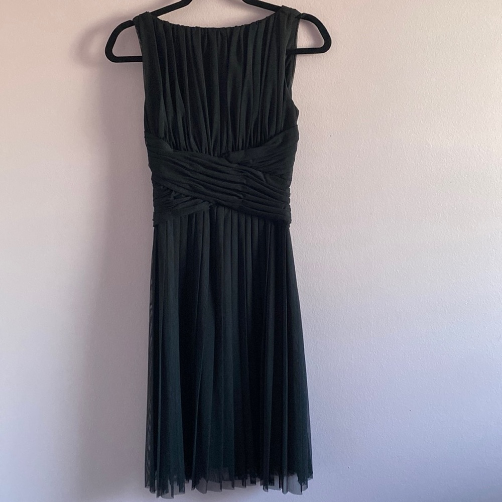 Calvin Klein - Cross waist fit and flare pleated tulle black cocktail dress